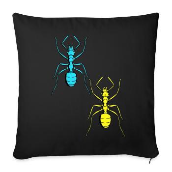 Fourmi rétro Vintage des années 80 insectes fourmis des années 90 - Housse de coussin décorative 45 x 45 cm - noir - Devant