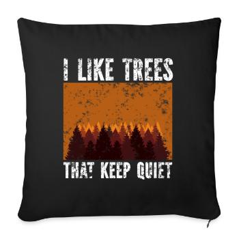 Arbres silencieux Silence humoristique - Housse de coussin décorative 45 x 45 cm - noir - Devant