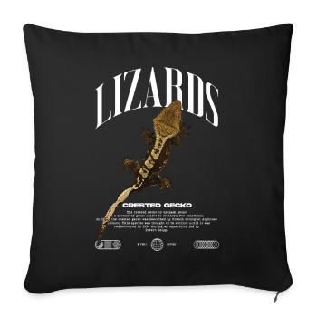 Gecko à crête Streetwear gardien de lézard - Housse de coussin décorative 45 x 45 cm - noir - Devant