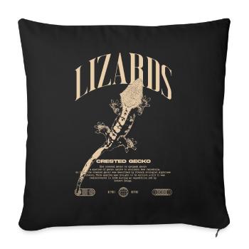 Gecko à crête Streetwear gardien de lézard - Housse de coussin décorative 45 x 45 cm - noir - Devant
