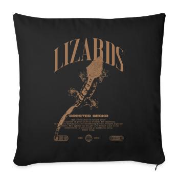 Gecko à crête Streetwear gardien de lézard - Housse de coussin décorative 45 x 45 cm - noir - Devant