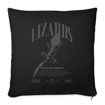 Gecko à crête Streetwear gardien de lézard - Housse de coussin décorative 45 x 45 cm - noir - Devant
