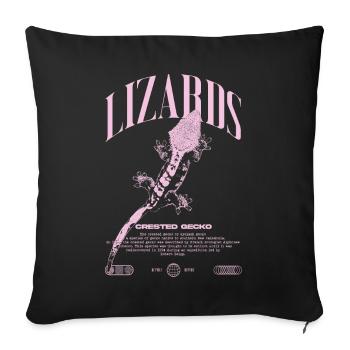 Gecko à crête Streetwear gardien de lézard - Housse de coussin décorative 45 x 45 cm - noir - Devant