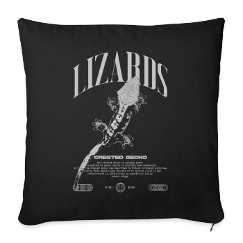 Gecko à crête Streetwear gardien de lézard - Housse de coussin décorative 45 x 45 cm - noir - Devant