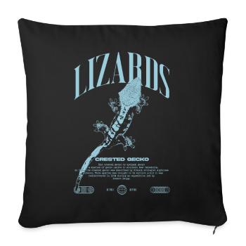 Gecko à crête Streetwear gardien de lézard - Housse de coussin décorative 45 x 45 cm - noir - Devant