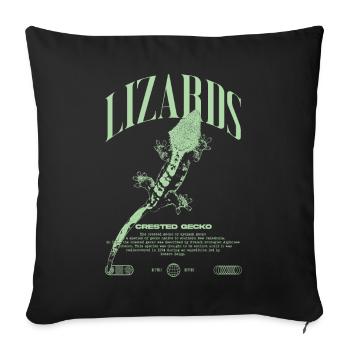 Gecko à crête Streetwear gardien de lézard - Housse de coussin décorative 45 x 45 cm - noir - Devant