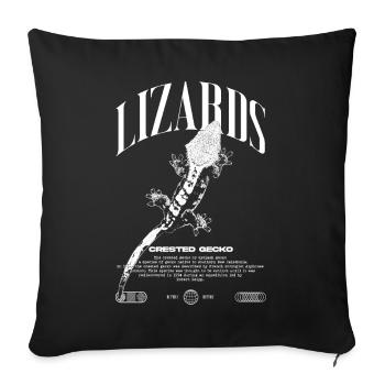 Gecko à crête Streetwear gardien de lézard - Housse de coussin décorative 45 x 45 cm - noir - Devant