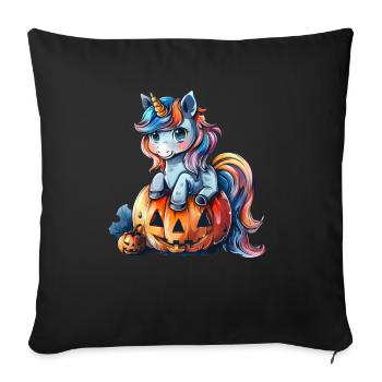 Unicorn Pumpkin Halloween Kawaii - Sofa pillowcase 17,3'' x 17,3'' (45 x 45 cm) - black - Front