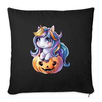 Unicorn Pumpkin Halloween Kawaii - Sofa pillowcase 17,3'' x 17,3'' (45 x 45 cm) - black - Front