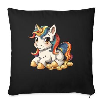 Licorne péter or Saint-Patrick Kawaii - Housse de coussin décorative 45 x 45 cm - noir - Devant