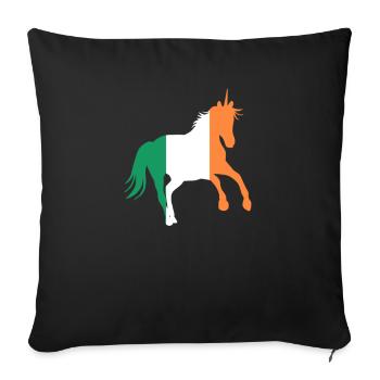Unicorn Irish Flag St. Patrick's Day Kawaii - Sofa pillowcase 17,3'' x 17,3'' (45 x 45 cm) - black - Front