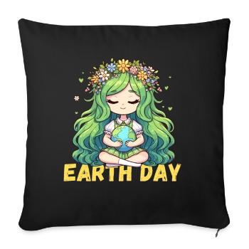 Happy Earth Day Mother Earth Environment Nature Globe - Sofa pillowcase 17,3'' x 17,3'' (45 x 45 cm) - black - Front