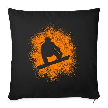 Snowboard Wintersportler - Sofakissenbezug 45 x 45 cm - Schwarz - Vorne