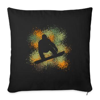 Amateurs de snowboard sports d’hiver - Housse de coussin décorative 45 x 45 cm - noir - Devant