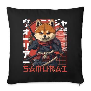 Chien Samouraï Kawaii Japonais Ninja Shiba Inu - Housse de coussin décorative 45 x 45 cm - noir - Devant
