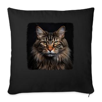 Maine Coon Kätzchen Maine Coon Katze - Sofakissenbezug 45 x 45 cm - Schwarz - Vorne