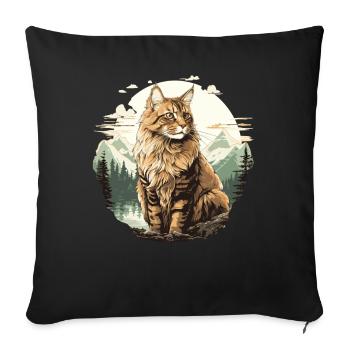 Maine Coon Kätzchen Maine Coon Katze - Sofakissenbezug 45 x 45 cm - Schwarz - Vorne