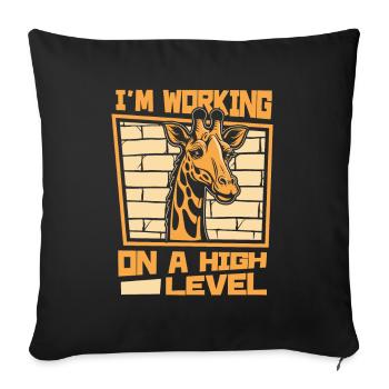 Je travaille sur un giraffidé africain de haut niveau - Housse de coussin décorative 45 x 45 cm - noir - Devant