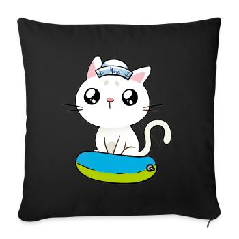 Maritime chat détresse marin Ahoy bague de natation - Housse de coussin décorative 45 x 45 cm - noir - Devant
