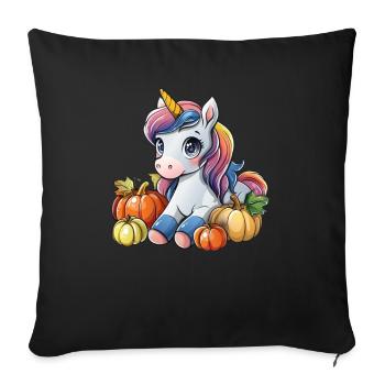 Unicorn Thanksgiving Kawaii - Sofa pillowcase 17,3'' x 17,3'' (45 x 45 cm) - black - Front