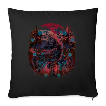 Cerf Vintage Nature rétro cerf Woodland animaux - Housse de coussin décorative 45 x 45 cm - noir - Devant