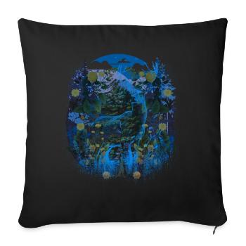 Vintage rétro cerf Nature Woodland Animal Woodland - Housse de coussin décorative 45 x 45 cm - noir - Devant