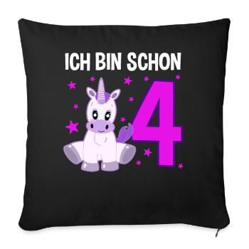 Unicorn Glitter Party 4 Years of Magic - Sofa pillowcase 17,3'' x 17,3'' (45 x 45 cm) - black - Front