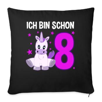 Unicorn Party 8 Years of Glitter Dream - Sofa pillowcase 17,3'' x 17,3'' (45 x 45 cm) - black - Front