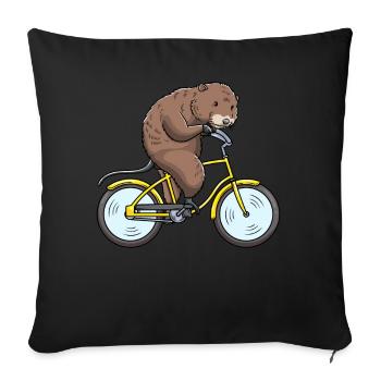 Rat musqué à vélo - Housse de coussin décorative 45 x 45 cm - noir - Devant