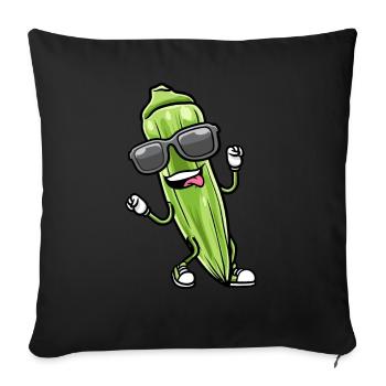 Dancing okra with sunglasses okra - Sofa pillowcase 17,3'' x 17,3'' (45 x 45 cm) - black - Front
