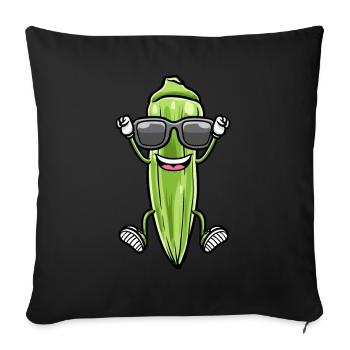 Dancing okra with sunglasses okra - Sofa pillowcase 17,3'' x 17,3'' (45 x 45 cm) - black - Front