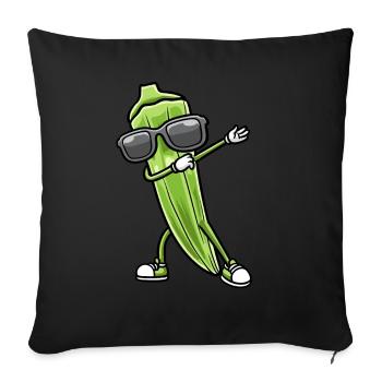 Dancing okra with sunglasses okra - Sofa pillowcase 17,3'' x 17,3'' (45 x 45 cm) - black - Front