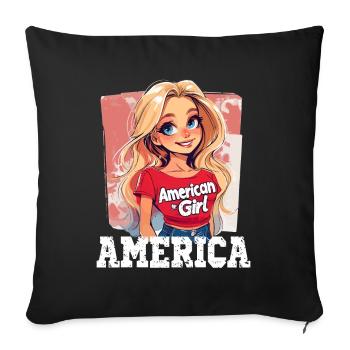 Patriotisches Amerikanisches Mädchen USA für - Sofakissenbezug 45 x 45 cm - Schwarz - Vorne