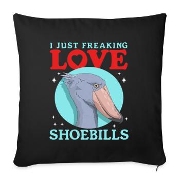 Shoebill oiseaux Shoebill oiseau cadeau - Housse de coussin décorative 45 x 45 cm - noir - Devant