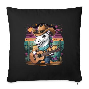 Country-Musik Einhorn mit Gitarre Western - Sofakissenbezug 45 x 45 cm - Schwarz - Vorne