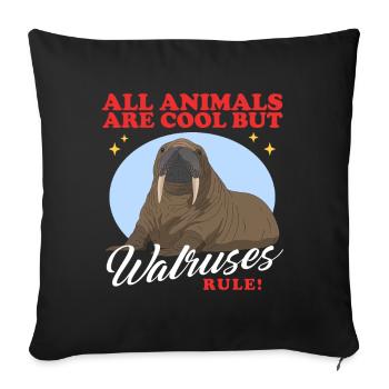 Walross Walrus Walroß Walrosse Geschenk - Sofakissenbezug 45 x 45 cm - Schwarz - Vorne