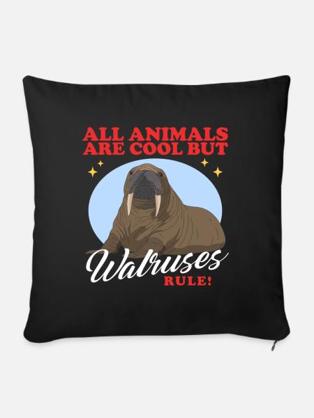Walross Walrus Walroß Walrosse Geschenk - Sofakissenbezug 45 x 45 cm - Schwarz