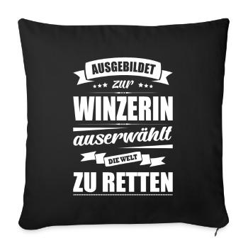 Ausgebildet Zur Winzerin Abschluss Bestanden - Sofakissenbezug 45 x 45 cm - Schwarz - Vorne