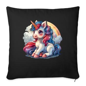 Unicorn Rainbow Kawaii Japanese - Sofa pillowcase 17,3'' x 17,3'' (45 x 45 cm) - black - Front