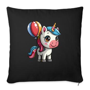 Unicorn Balloon Kawaii Japanese - Sofa pillowcase 17,3'' x 17,3'' (45 x 45 cm) - black - Front