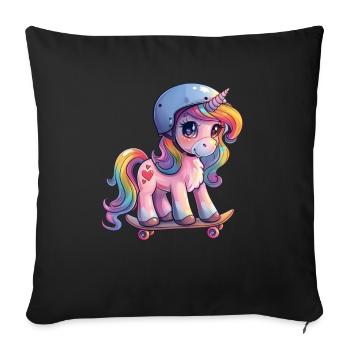 Unicorn Skater Kawaii Japanese - Sofa pillowcase 17,3'' x 17,3'' (45 x 45 cm) - black - Front