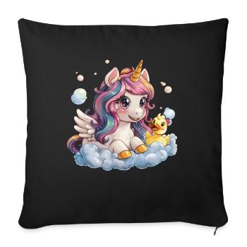Unicorn Bubble Bath Kawaii Japanese - Sofa pillowcase 17,3'' x 17,3'' (45 x 45 cm) - black - Front