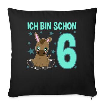 Six-year anniversary donkey party mood - Sofa pillowcase 17,3'' x 17,3'' (45 x 45 cm) - black - Front