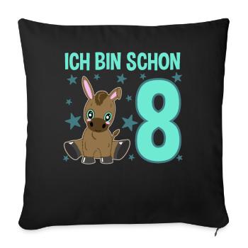 Acht Jahre Feier-Esel: Jubel & Spaß - Sofakissenbezug 45 x 45 cm - Schwarz - Vorne