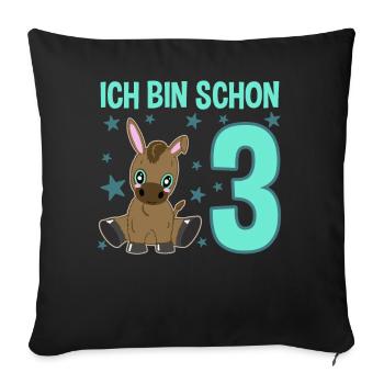 Three-year-old festival donkey congratulations motif - Sofa pillowcase 17,3'' x 17,3'' (45 x 45 cm) - black - Front