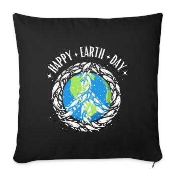 Bonne Journée De La Terre Monde Baleines Environnement Nature Océan - Housse de coussin décorative 45 x 45 cm - noir - Devant