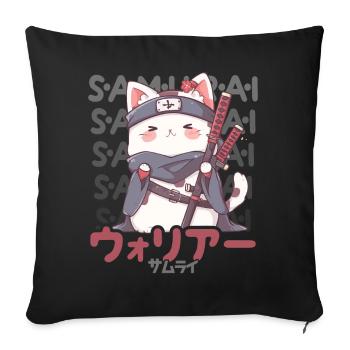 Samurai Cat Kawaii Japanese Ninja Cat - Sofa pillowcase 17,3'' x 17,3'' (45 x 45 cm) - black - Front