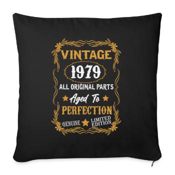 Vintage 1979 Vintage né cadeau d’anniversaire - Housse de coussin décorative 45 x 45 cm - noir - Devant