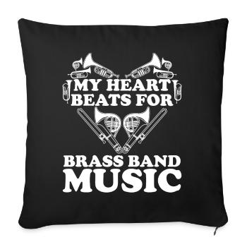 French Horn Brass Instrument Heart - Sofa pillowcase 17,3'' x 17,3'' (45 x 45 cm) - black - Front