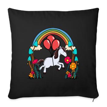 Regenbogen Pony Luftballons Geburtstag Geschenk - Sofakissenbezug 45 x 45 cm - Schwarz - Vorne